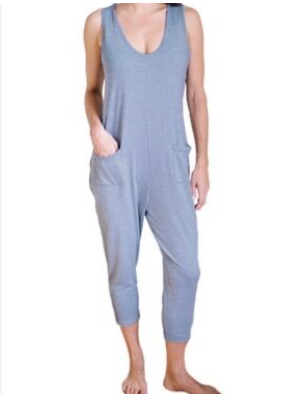 Smash + Tess Sleeveless Cropped Jumpsuit in Heather Blue